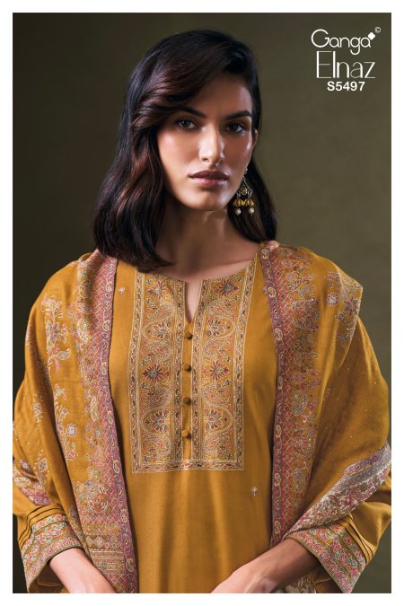 Elnaz 5497 By Ganga Pure Pashmina Dress Material